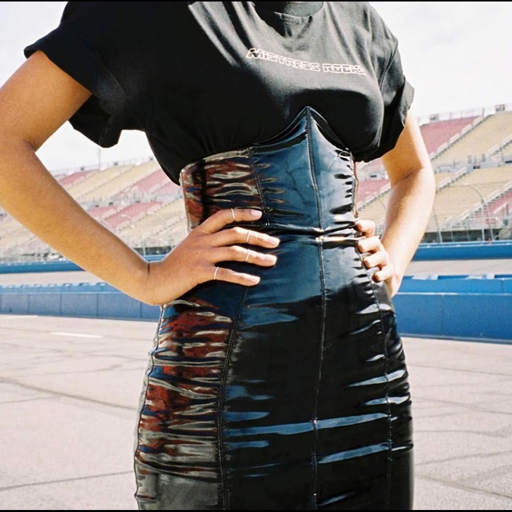Patent leather high waist skirt
